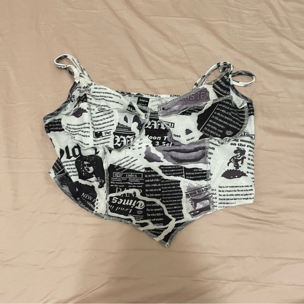 black and white cropped top